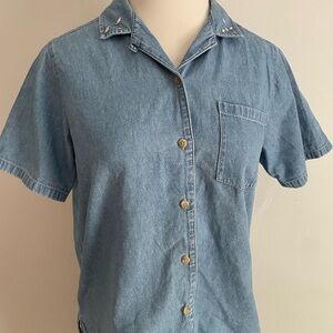 Classic Elements Blue Blouse Short Sleeve Casual